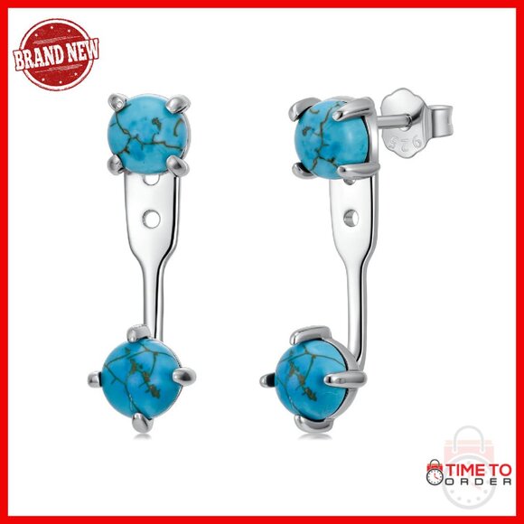 Sterling Silver Turquoise Stud Earrings 25mm Western Jewelry Gift